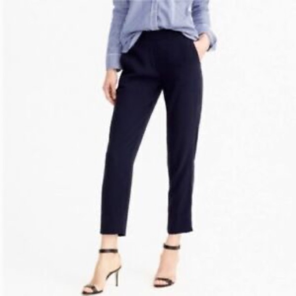 𝅺J.CREW Martie Pants Womens Black Ankle Crop Side Zip Stretch Size 00